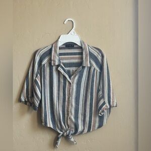 Cotton On Multicolor Striped Button-Down linen Shirt